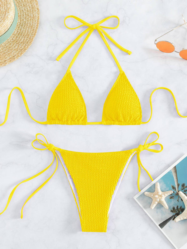 Nouveau bikini à lacets à motif ondulé à la mode et sexy pour femmes 