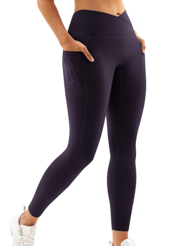 Nouveau Pantalon de Yoga taille haute avec poches sur les hanches pour femmes 