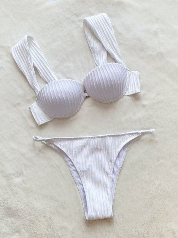 Bikini deux pièces à bretelles sexy pour femmes, vacances à la plage 