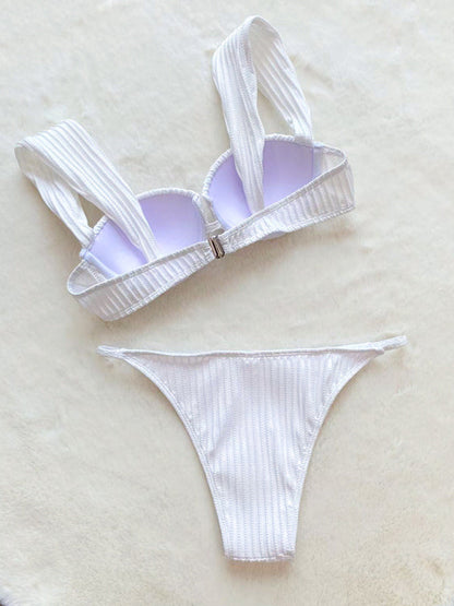 Bikini deux pièces à bretelles sexy pour femmes, vacances à la plage 