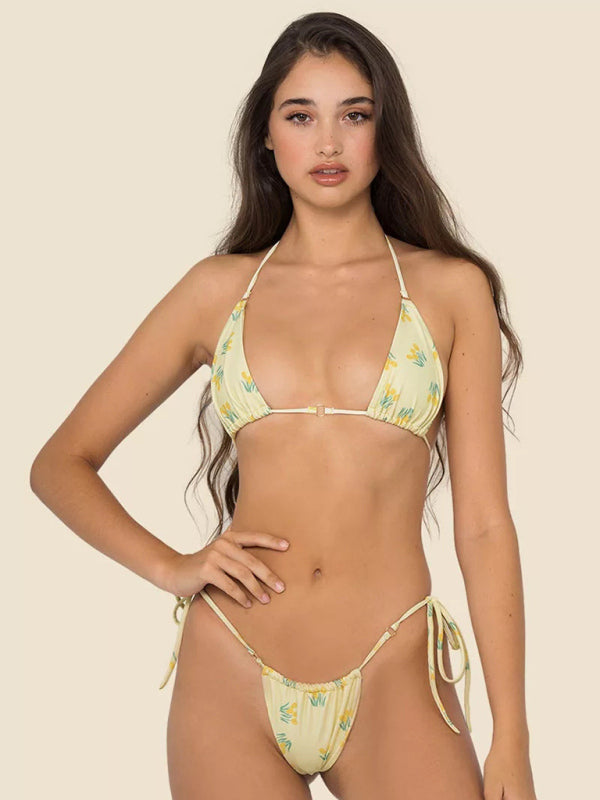 Bikini deux pièces sexy avec bretelles en métal et anneaux de plage pour femmes 