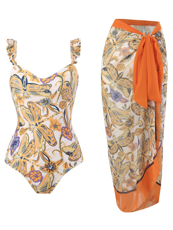 Jupe portefeuille de plage pour femmes, bikini deux pièces sexy à bretelles 