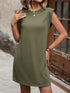 Olive green sleeveless T-shirt dress, front view