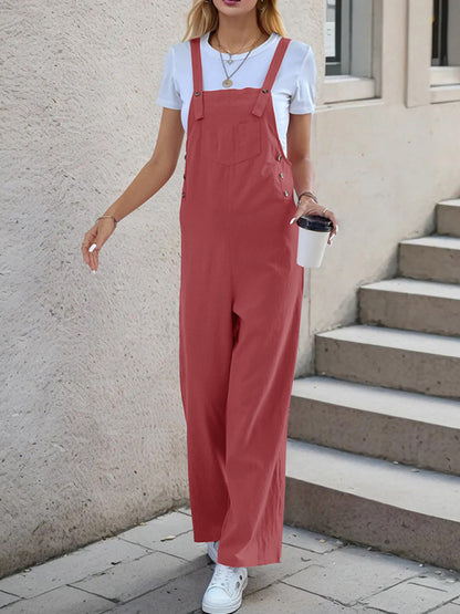 New casual one-piece suspender straight trousers