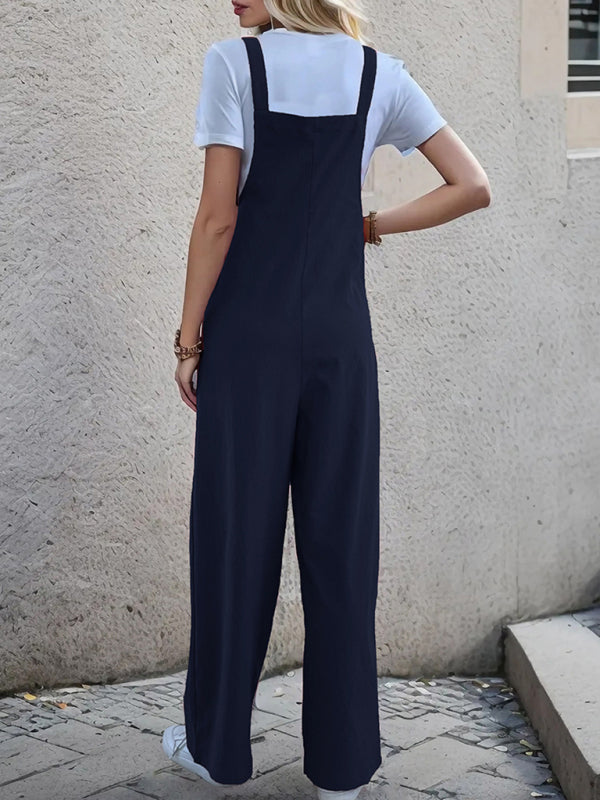 New casual one-piece suspender straight trousers