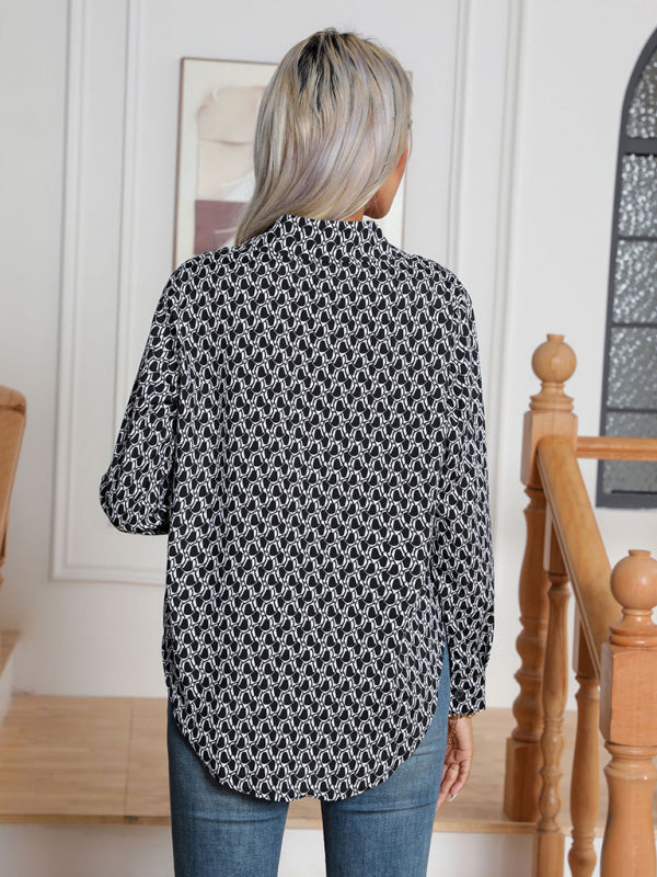 Cardigan à manches longues pour femmes, chemise à imprimé géométrique 