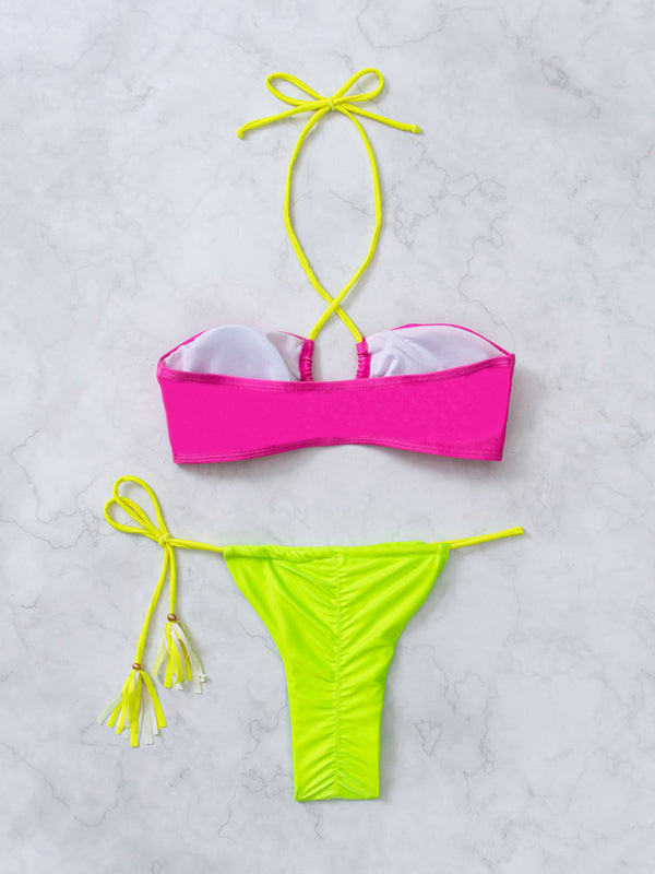Neuer Patchwork-Bikini für Damen, sexy geteilter Badeanzug 