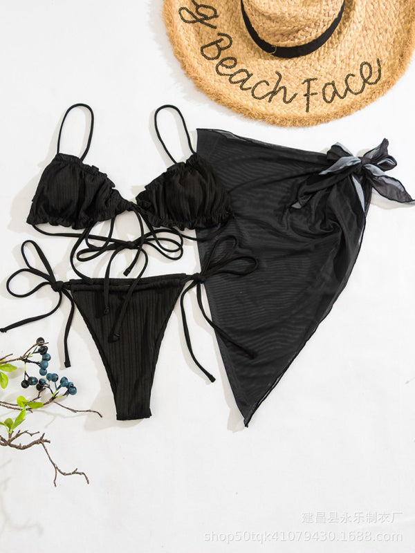 Sexy Split-Badeanzug für Damen, dreiteiliger Bikini 