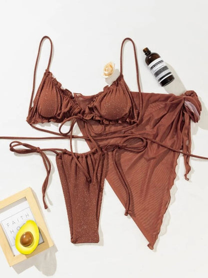 Maillot de bain fendu sexy pour femme, bikini trois pièces 