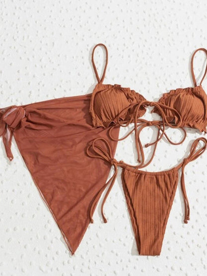 Sexy Split-Badeanzug für Damen, dreiteiliger Bikini 