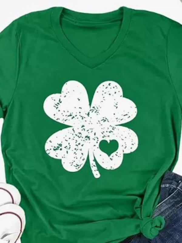 T-Shirt für Damen mit Kleeblatt-Aufdruck zum St. Patrick&