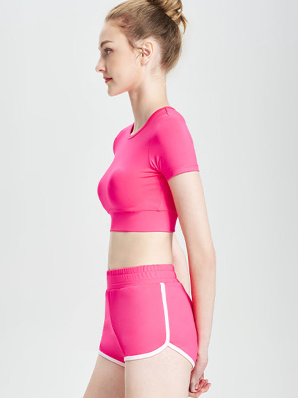 Pink short T-shirt sports casual shorts side view