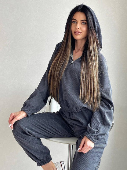 New long sleeve hooded zipper women&