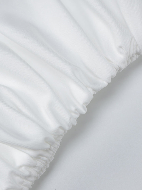 Nouvelle jupe à la mode et sexy à épaules dénudées, enveloppée sur la poitrine et enveloppée sur les hanches avec fentes 
