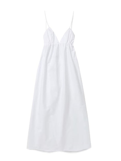 Strap V-neck solid color versatile backless long dress
