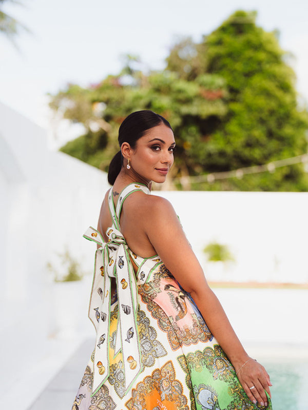 Robe à motif imprimé, nouveau style, col licou, fraîche et douce, à la mode