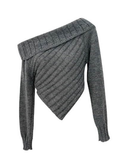 New style French pit knitted one-shoulder slim sweater