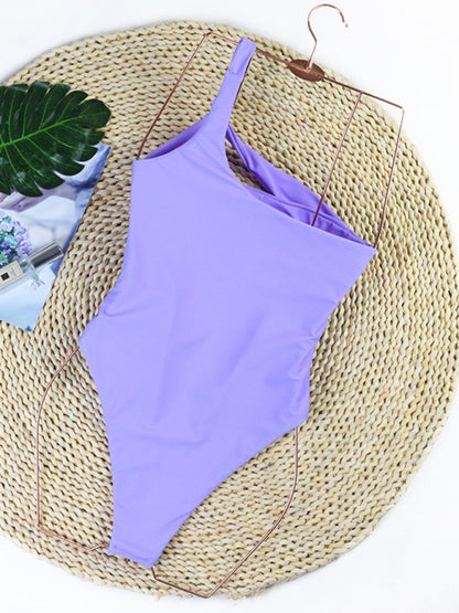 New one-piece swimsuit solid color sexy hollow backless one-piece bikini swimsuit