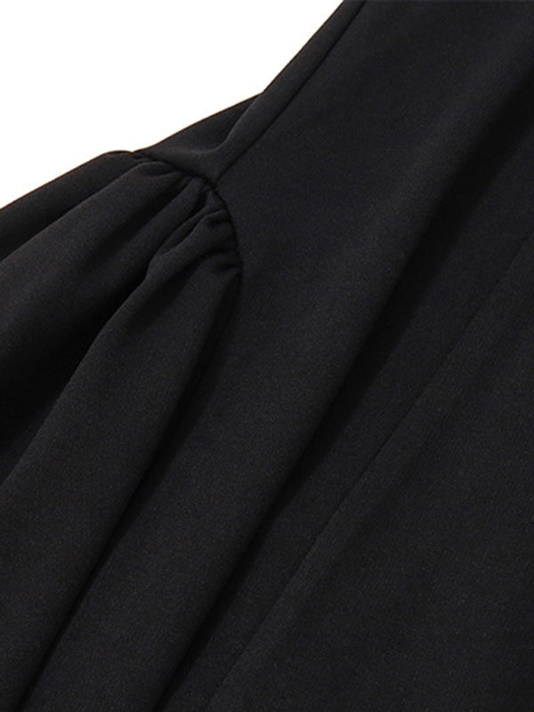 Robe sexy à fermeture éclair pour femme, asymétrique épaule dénudée 