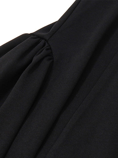 Robe sexy à fermeture éclair pour femme, asymétrique épaule dénudée 