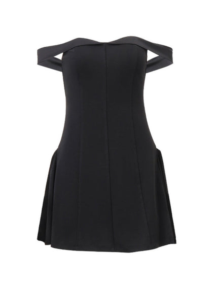 Robe sexy à fermeture éclair pour femme, asymétrique épaule dénudée 
