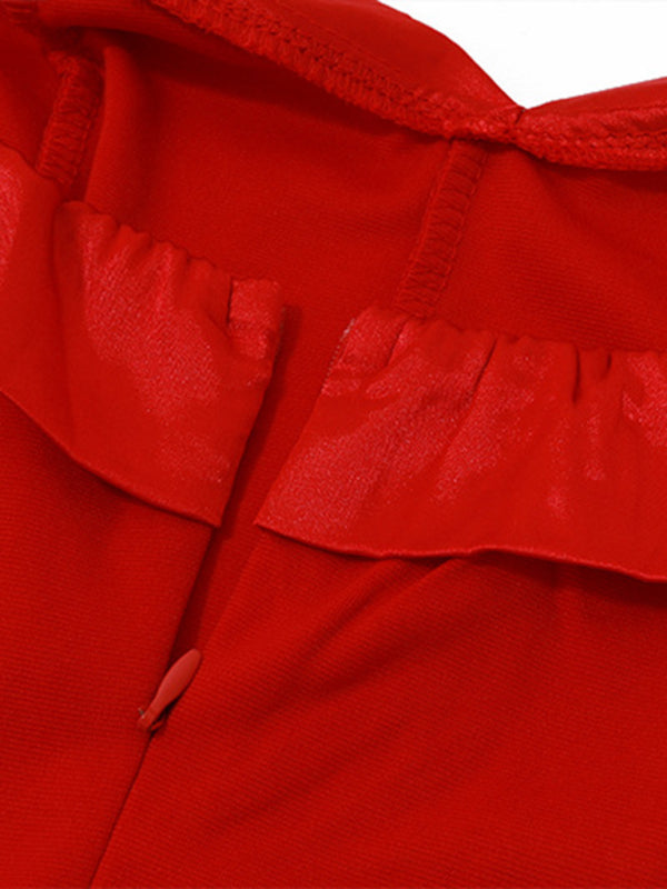 Robe sexy à fermeture éclair pour femme, asymétrique épaule dénudée 