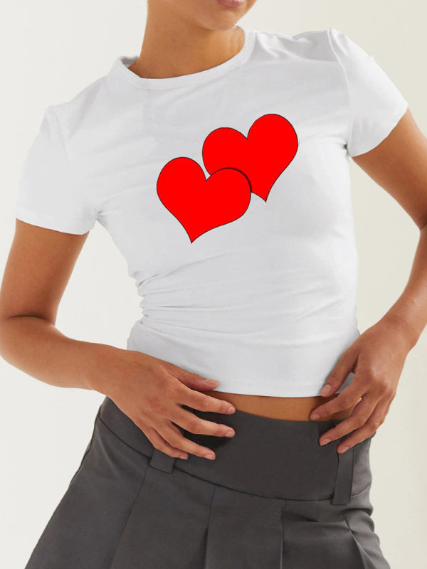 T-shirt court et sexy pour femme, coupe slim, bombasse, pour la saint-valentin, nouvelle collection 