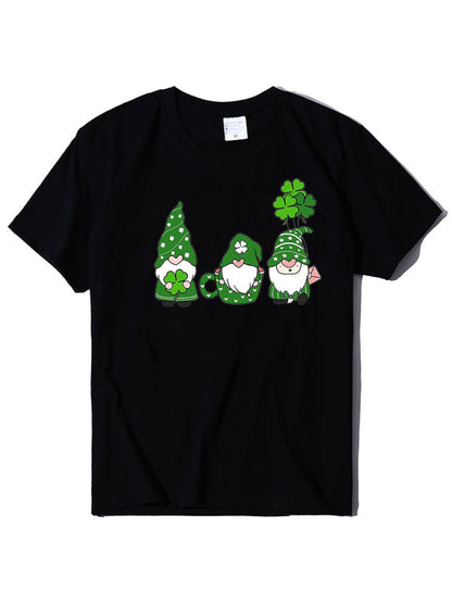 Neues kurzärmliges T-Shirt für Damen mit drei bärtigen alten Männern + Kleeblatt-Print zum St. Patrick&