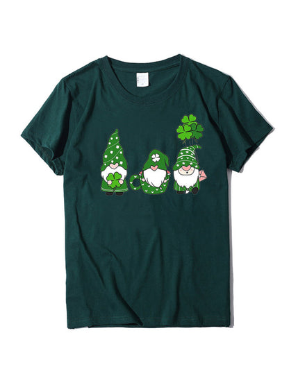 Neues kurzärmliges T-Shirt für Damen mit drei bärtigen alten Männern + Kleeblatt-Print zum St. Patrick&