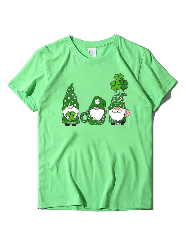 Neues kurzärmliges T-Shirt für Damen mit drei bärtigen alten Männern + Kleeblatt-Print zum St. Patrick&