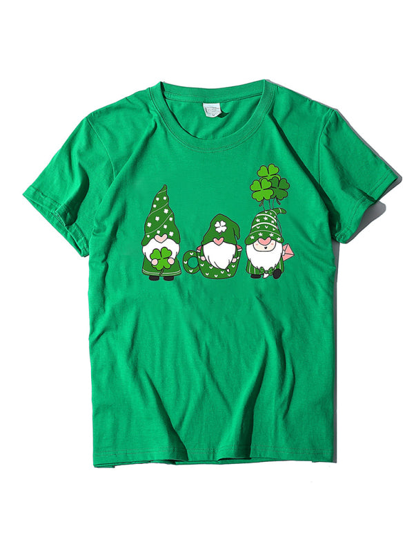 Neues kurzärmliges T-Shirt für Damen mit drei bärtigen alten Männern + Kleeblatt-Print zum St. Patrick&