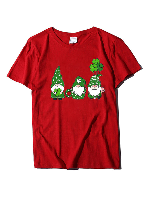 Neues kurzärmliges T-Shirt für Damen mit drei bärtigen alten Männern + Kleeblatt-Print zum St. Patrick&