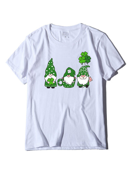 Neues kurzärmliges T-Shirt für Damen mit drei bärtigen alten Männern + Kleeblatt-Print zum St. Patrick&