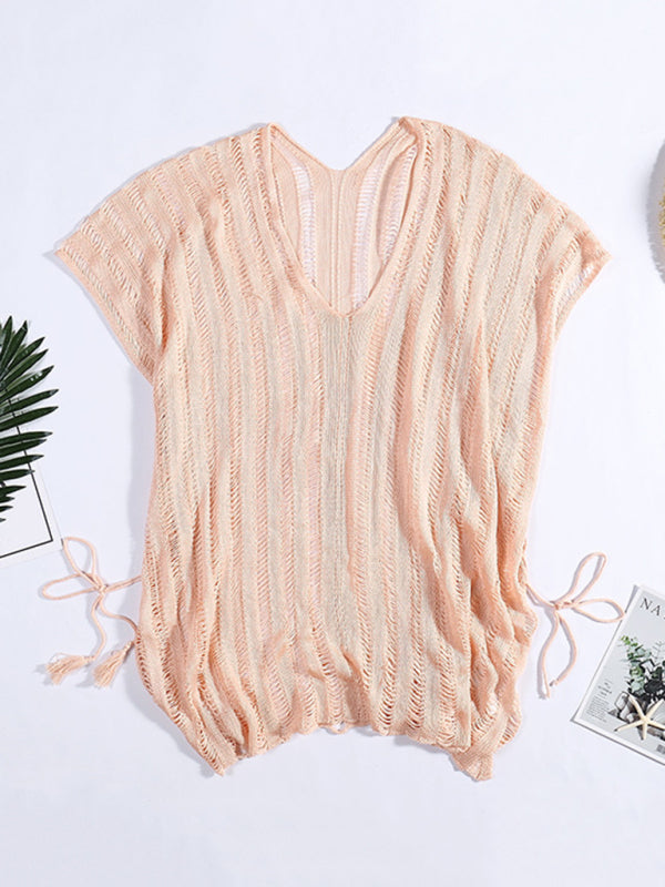 New style hollow knitted sweater, loose bikini top, swimsuit cover-up, beach sun protection clothing