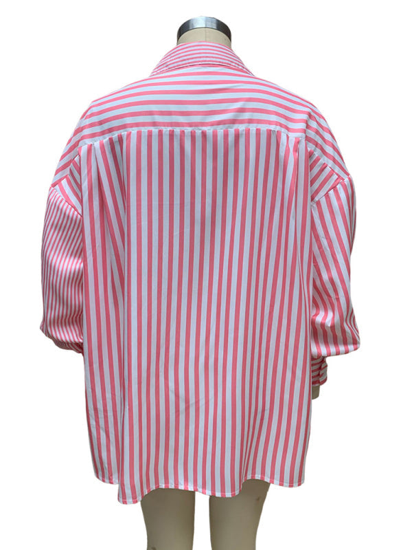 Chemise rayée à manches longues pour femmes, simple, à la mode, nouvelle collection 