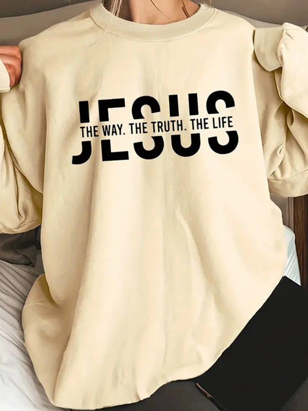 New letter printed round neck long sleeve sweatshirt