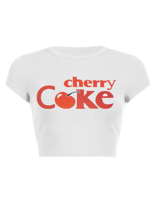 T-shirt imprimé graphique rétro amusant Y2K pour femmes, coupe slim et amusante 
