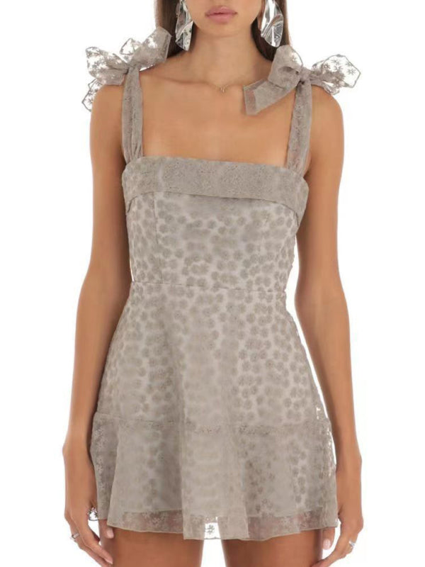 New fashion floral mesh suspender dress