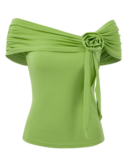 New casual solid color one shoulder waist top