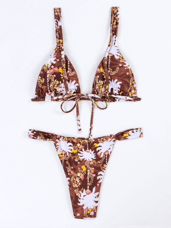 Nouvelle mode Sexy vacances sangle imprimé fleuri Bikini fendu 