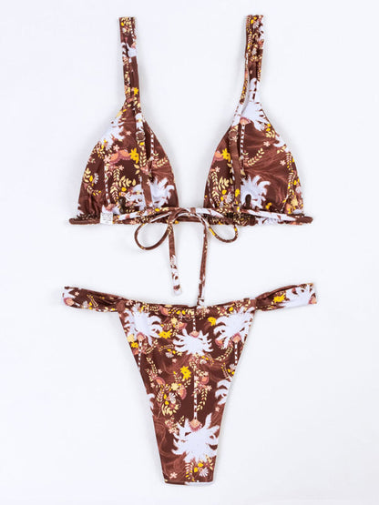 Nouvelle mode Sexy vacances sangle imprimé fleuri Bikini fendu 
