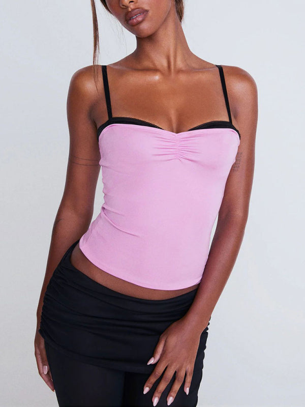 Camisole maille imprimé bustier tubulaire dentelle bustier tubulaire Y2k haut pour fille chaude 