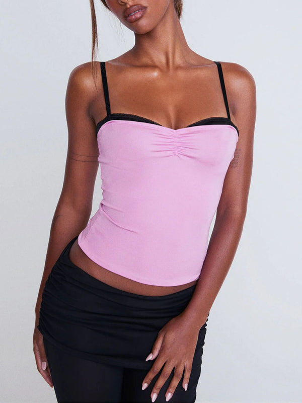 Camisole maille imprimé bustier tubulaire dentelle bustier tubulaire Y2k haut pour fille chaude 