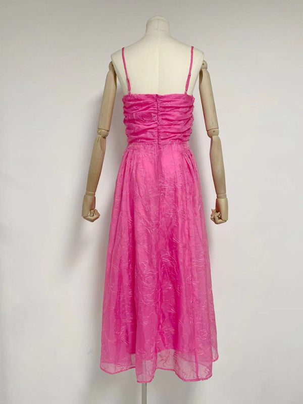 Neues langes Kleid mit trägerloser Taille und Sling-Ausschnitt 