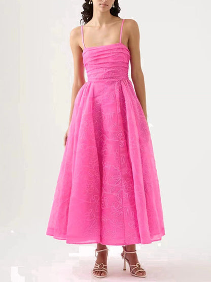 Neues langes Kleid mit trägerloser Taille und Sling-Ausschnitt 