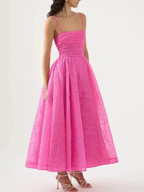 Neues langes Kleid mit trägerloser Taille und Sling-Ausschnitt 