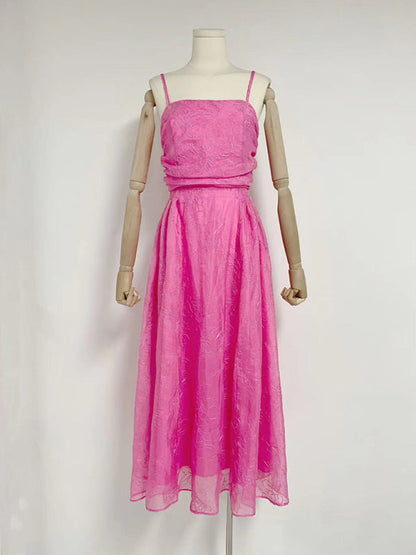 Neues langes Kleid mit trägerloser Taille und Sling-Ausschnitt 