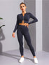 Dark gray long-sleeved yoga zipper jacket and leggings set