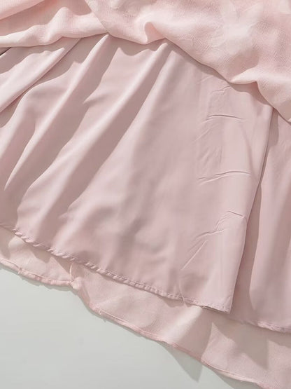 Pink dress lining and fabric detail