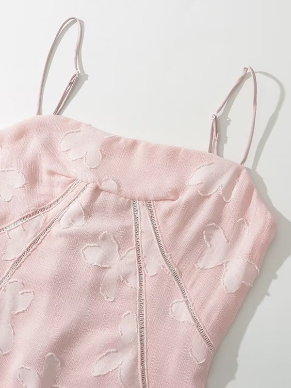 Pink dress top with flower-cut design